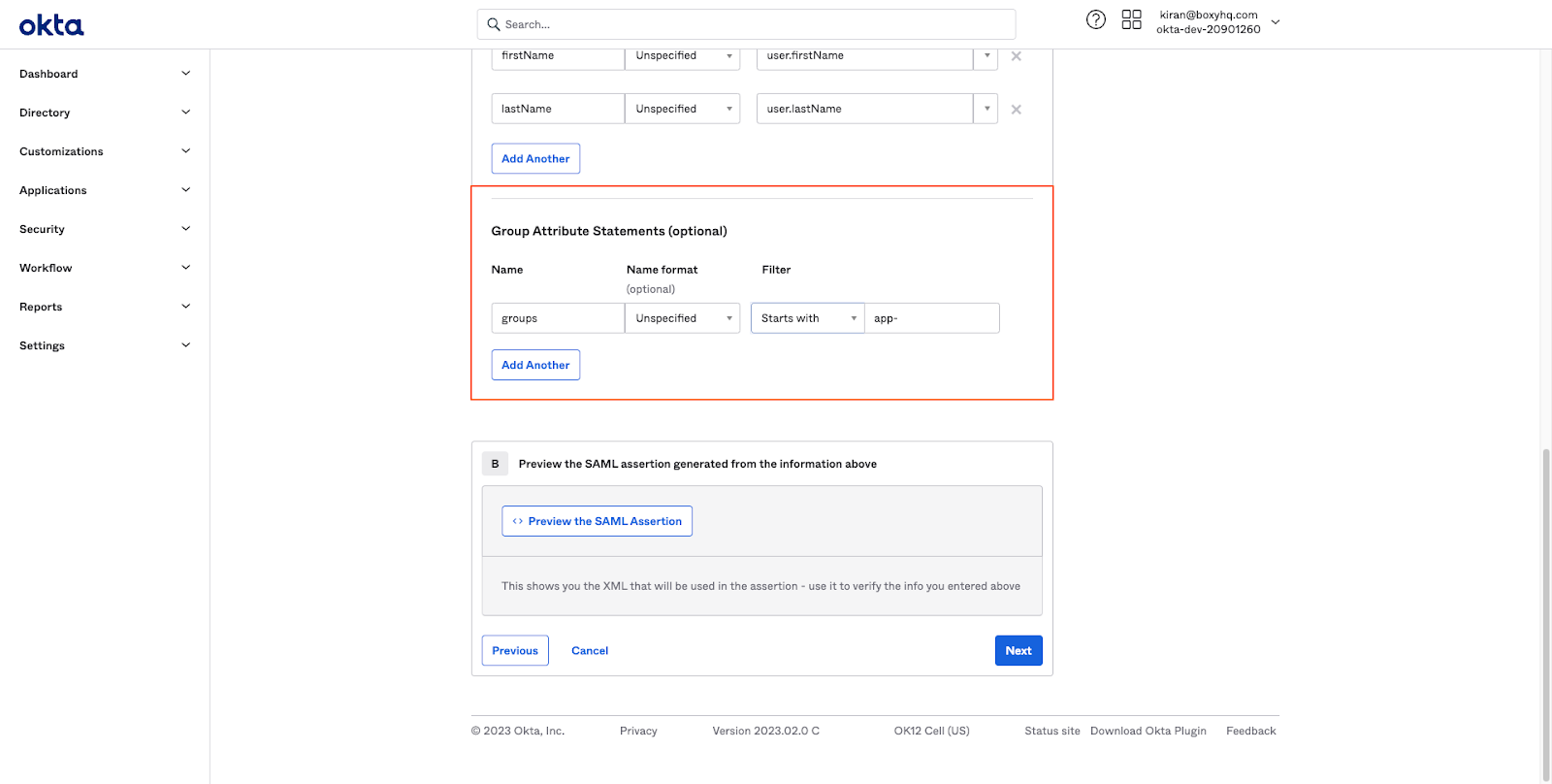okta group statements